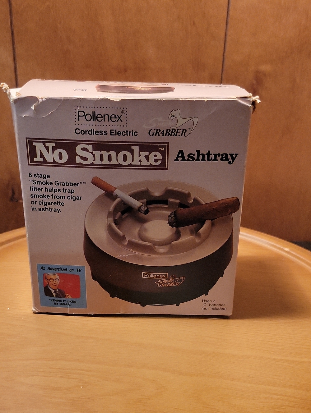 1983 Unused Pollenex Grabber "No Smoke" Cordless Electric Ashtray - Tan/Brown